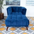 thumbnail image 3 of Allen Mid-Century Modern Square Velvet Ottoman in Blue, 3 of 4