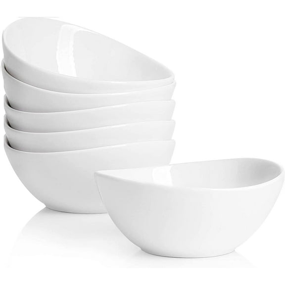 10 Ounce Small Bowls, Ceramic Dessert Bowls for Cereal, Soup, Ice Cream, Small Serving Bowls Set for Kitchen, Set of 6, White