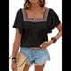 thumbnail image 3 of Camisas Mexicanas para Mujer, Estilo Bohemio, Bordadas, de Corta con Mariposa y Cuello Cuadrado, Blusas Holgadas. Negro S, 3 of 10