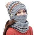 thumbnail image 1 of 3Pcs Hat Multicolor Warm Woolen Yarn Cable Knit Hat for Skiing, 1 of 10