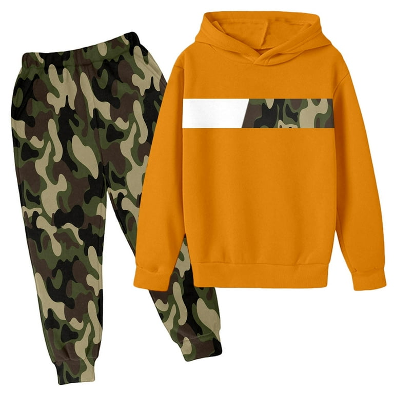 CXYYY Teen Girls Boys Sweatsuit Size 5-6,Casual Camo Print Hoodies