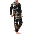 thumbnail image 2 of Sikiie Gold Pattern Black Skull Mens Pajama Set, Soft Warm Long Sleeve Sleepwear, Cozy Button-Down Pjs for Men-Small, 2 of 7