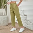 thumbnail image 3 of SNKSDGM Women's Plus Pants for Women Trendy Joggers Dress Pants Women Petite Short Spring 2025 Drawstring Elastic Casual Cropped Pants for Women's Clothing New Solid Color, 3 of 4
