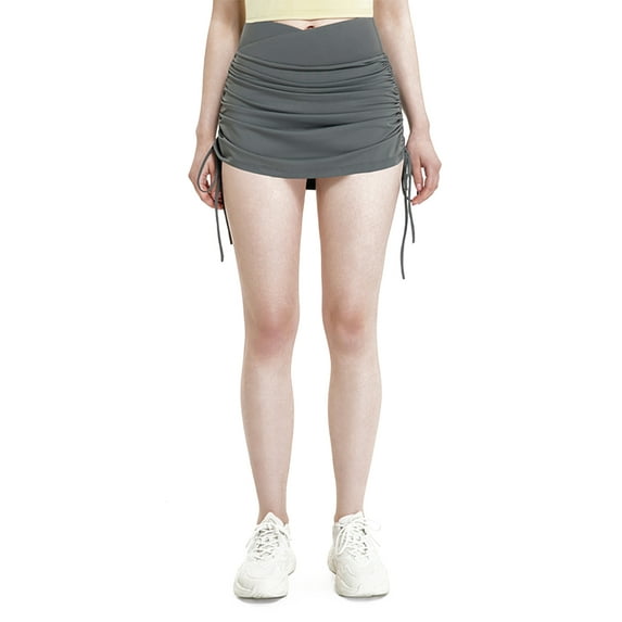 Seyurigaoka Women Juniors Summer Bodycon Pantskirt, Solid Color High Waist Short Skirt with Drawstring Sports Wear