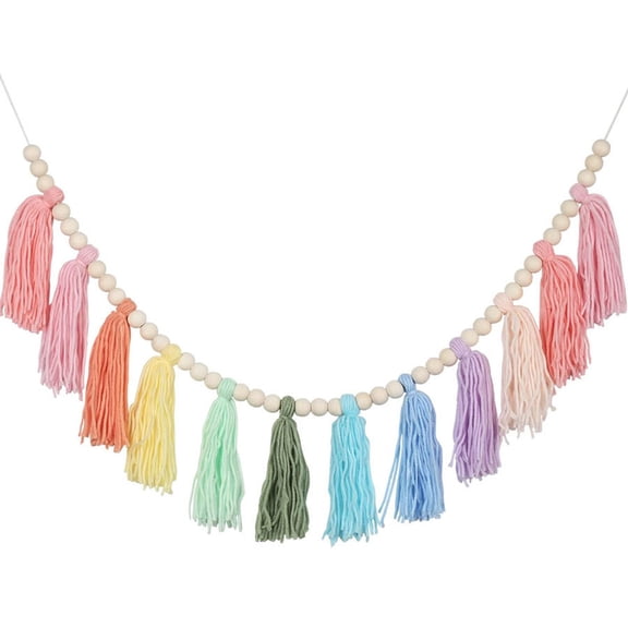 Holiday Party Decorations Bohemian Tassel Wooden Bead String 43In Hanging Party Decorations for Home and Christmas