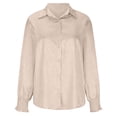 thumbnail image 5 of Fnooota Womens Button Down Shirts, Long Sleeve Casual Solid Color Fall Tops Beige Size XL, 5 of 9