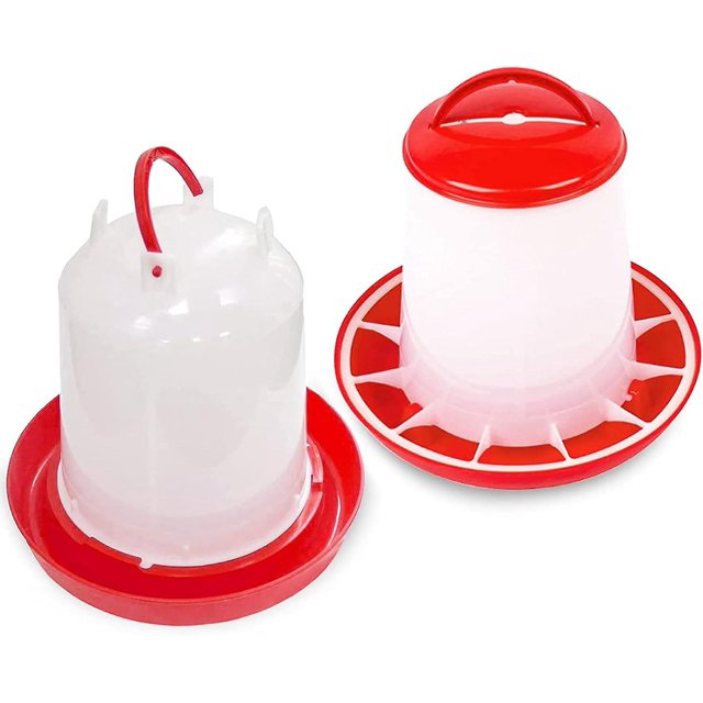 Sincero Set Bebedero Comedero 3Kg, Comedero Para Pollitos, Kit Bebedero, Comedero Para Aves, Bebedero Para Aves, Rojo Y Blanco