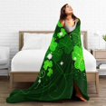 thumbnail image 6 of Yibo Super Soft Cozy Flannel Blanket for All Seasons St Patrick S Day Clover Lightweight Blanket for Bed/Couch/Sofa/Camping- Green Lucky Shamrocks Irish Clover, 6 of 8