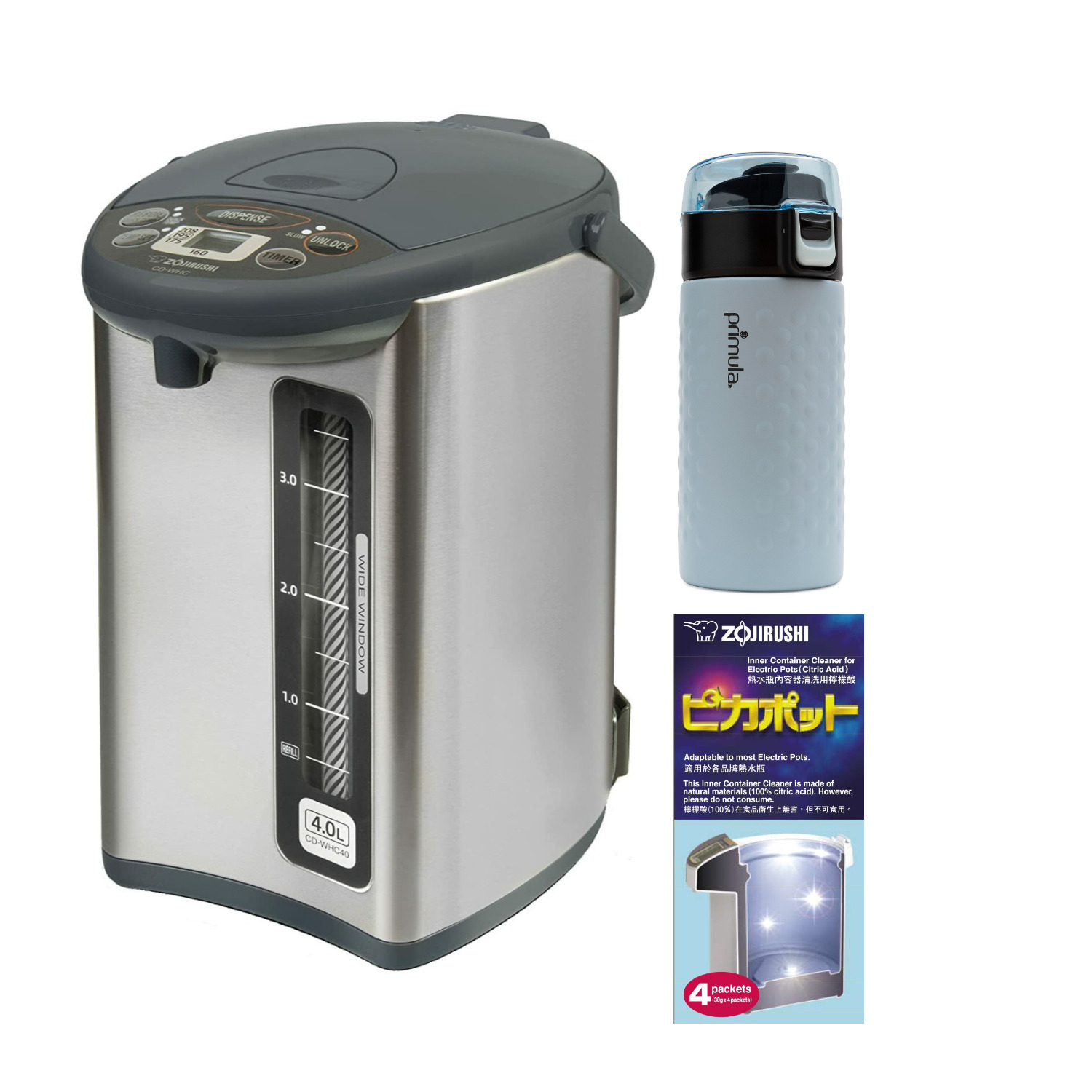 Zojirushi CDJWC40HS Water Boiler & Warmer, Silver Gray, 4.0 Liter, Made in Japan