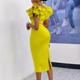 thumbnail image 4 of Women's Elegant Ruffle Sleeve Midi Cocktail Dress, Pencil for Party Dress, 4 of 5