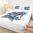 thumbnail image 3 of Feelyou Girl High Heel Twin Sheet Sets, Blue Rose Floral Bedding, 3-Piece, 3 of 7