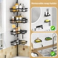 thumbnail image 2 of Corner Shower Caddy - 4-Tier Shower Caddy Tension Pole with 2 Removable Soap holders Bathroom Shampoo Holder for Bathtub & Corner, Black, Floor to Ceiling 25-114.2 inch, 2 of 7