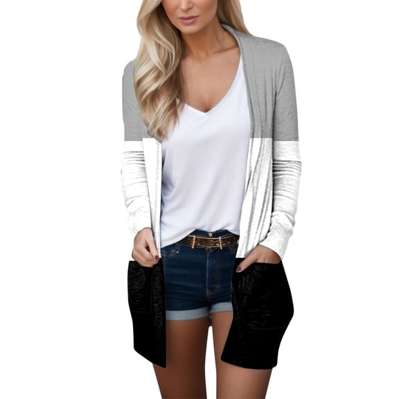 Ketyyh-chn99 Cardigans Casual Lightweight Knit Cardigan Sweaters of Female Grey,2XL