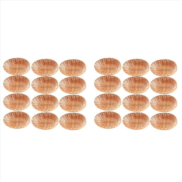Paquete de 24 Cestas Ovaladas de Plástico, Cestas de Pan Vacías, Cestas de Almacenamiento de Alimentos A Granel, Cestas de Mimbre de Plástico para Servir en la Cocina