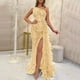 thumbnail image 1 of Vestido de noche largo ajustado de temperamento a la moda sin mangas con lentejuelas de color hada para mujer, 1 of 5