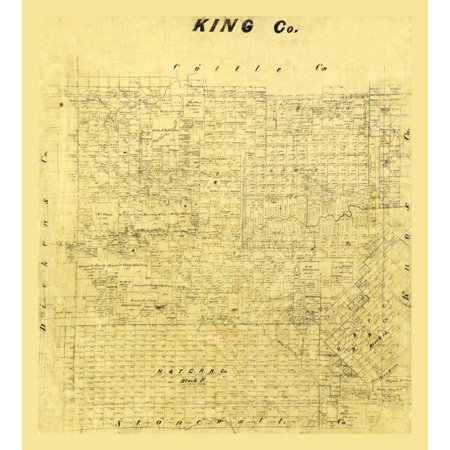 Historic County Map - King County Texas - General Land Office - Vintage Wall Art