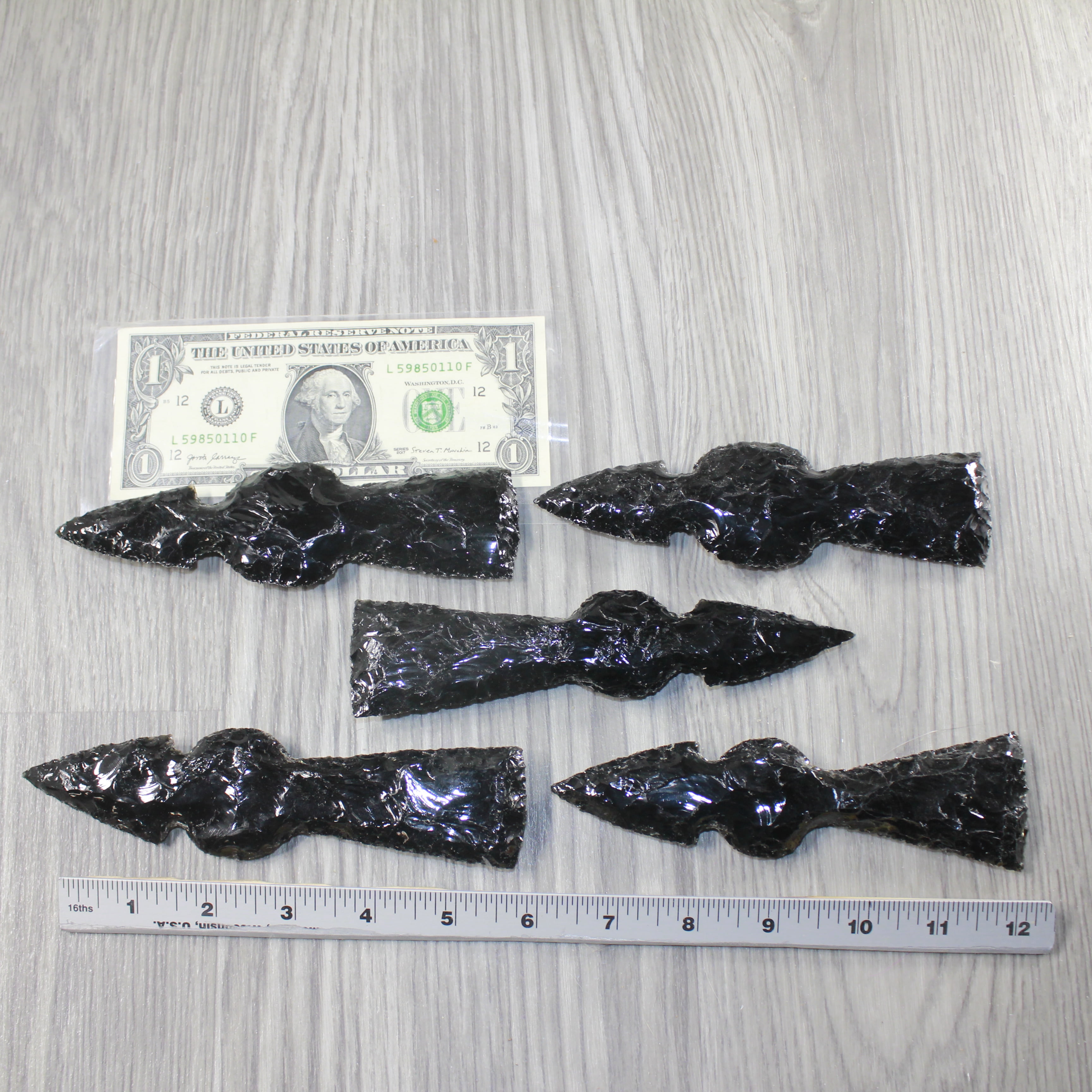 5 Obsidian Ornamental Tomahawk Heads #6243  Ax Axe Hatchet