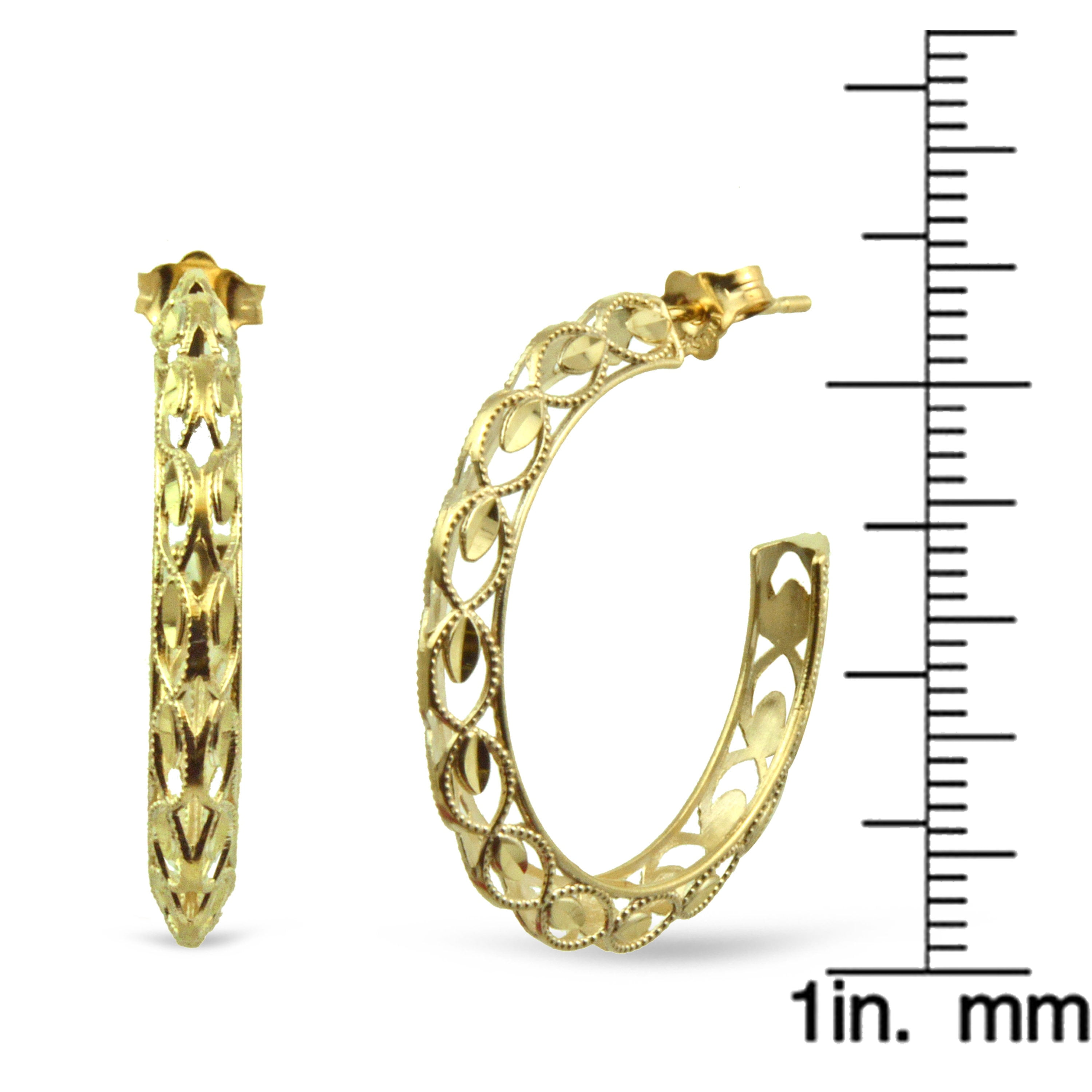 Handcrafted 10kt Yellow Gold Diamond-Cut Hoop Earrings