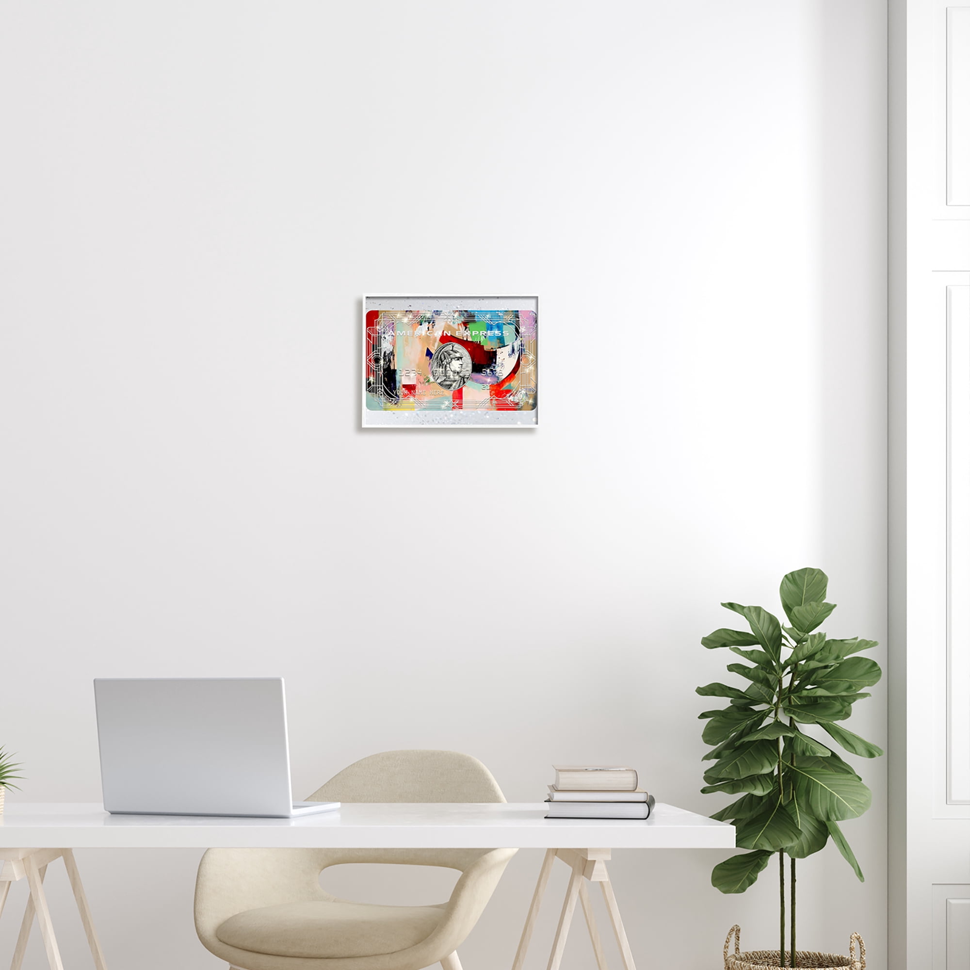 Stupell Industries Glam Credit Card Abstract Painting White Framed Art Print Wall Art, 14 x 11