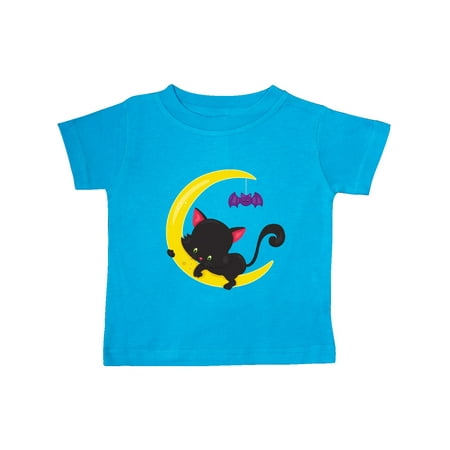 

Inktastic Black Cat Cat On The Moon Bat Halloween Gift Baby Boy or Baby Girl T-Shirt