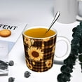 thumbnail image 5 of Yiaed Brown Plaid Sunflower Print Ceramics Coffee,Large Handle Design,Extra Large Tea and Coffee Cup for Office and Home Mugs, 5 of 6