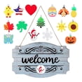 thumbnail image 3 of Fiudx Liquidación de ofertas flash Placa de puerta de bienvenida con impresión de madera, lazo, escenas festivas de Navidad y Año Nuevo, decoraciones colgantes, 3 of 7