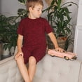 thumbnail image 4 of Balery Burgundy Floral Conjunto de Pijama Infantil de Manga Corta con Estampado – Ropa de Dormir de Algodón Suave-3X-Large, 4 of 6
