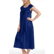EZI Nightgowns for Women - Soft & Breathable Satin Night Gowns for Adult Women - Medium to Plus Size Womens Sleep Shirts - Long Mid-Length Nightgown