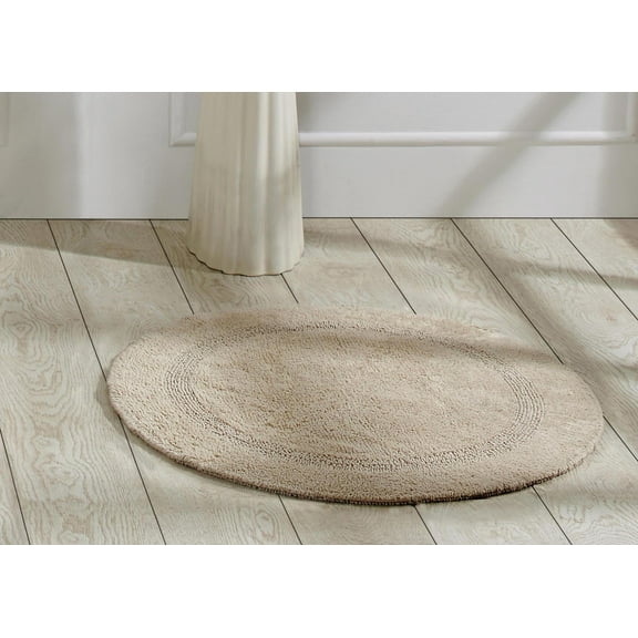 Better Trends Round Bath Mat 30" Diameter Elegant Reversible Bath Rug, Extra Soft Cotton for Ultimate Comfort, Absorbent, Ideal for Half Baths and Powder Rooms, (Sand) Lux Collection