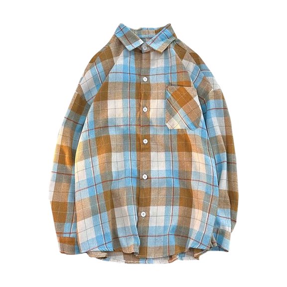 WREESH Men's Casual Button Down Shirts Long Sleeve Plaid Fashion Top with Checkered Print Blue