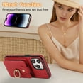 thumbnail image 6 of For iPhone 15 Pro Max Wallet Case, Multiple Cards Holder Crossbody Shoulder Strap Ring Holder Kickstand Premium PU Leather Shockproof Lightweight Phone Case for Apple iPhone 15 Pro Max, Red, 6 of 10