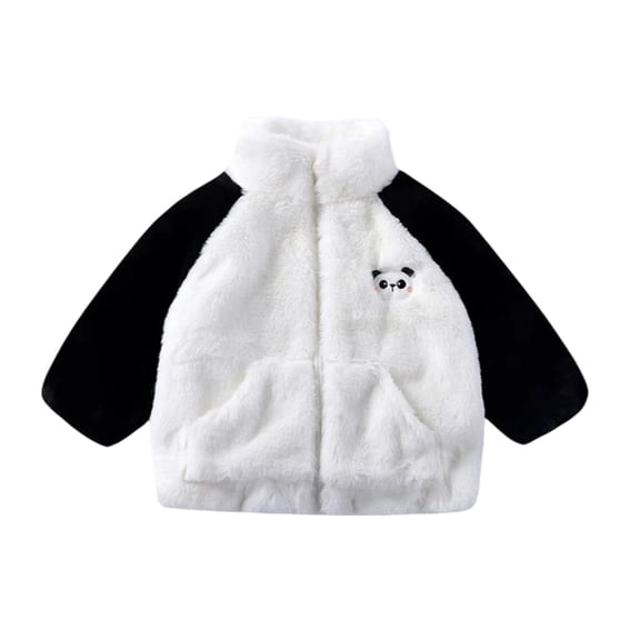 Curuila Child Toddler Girls Coat Flannel Long Sleeve Cartoon Print Stand Collar Jacket For Girls Winter Warm Comfort Outerwear Size 18-24 Months