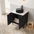 thumbnail image 2 of 24" Sturdy Compact Freestanding Cabinet, Bathroom Storage Unit with Soft Close, Modern Small Bathroom Vanity with Ceramic Sink for Bathroom Use, Black White, 2 of 7