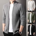 thumbnail image 1 of LOVZFMLL Men's Sweaters, Solid Color V-Neck Ribbed Cardigan, Casual Mandarin Collar Zipper Outerwear Jacket, Warm Winter Tops, Fall Clothes, 1 of 5