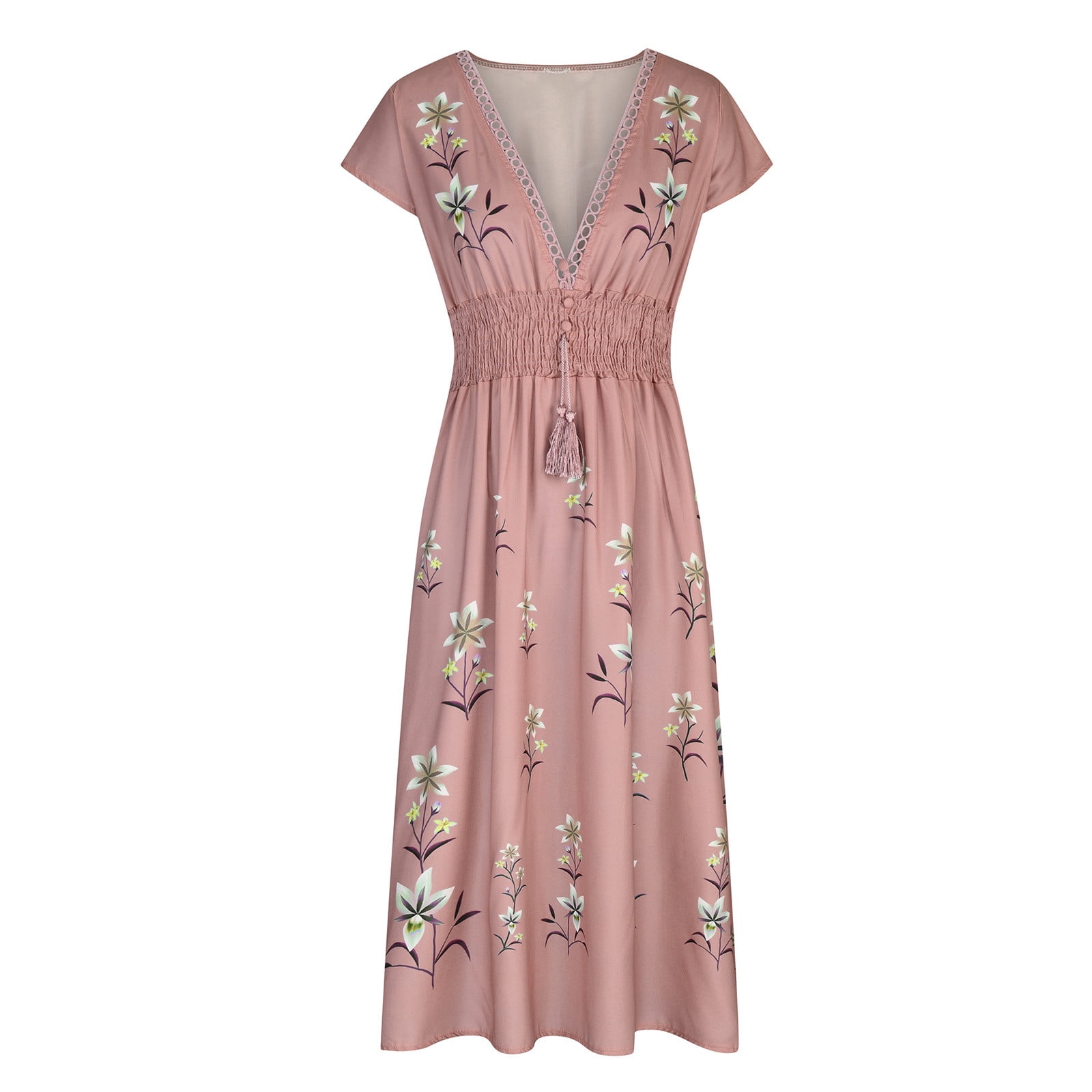 Hawaiian Summer Maxi Dresses Tunic Holiday Dresses For Women Floral Print Side Split Long Dresses Boho Sleeveless Evening Party Beach Sundress