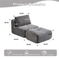 thumbnail image 6 of CQSXDA Memory Foam Compressed Sofa In Corduroy Fabric With Movable Ottoman For Living Room And Pet-Friendly Design，Grey, 6 of 8