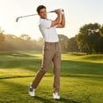 thumbnail image 6 of Quick Dry Straight Leg Trousers for Men Golf Dress Pants Slim Fit Casual Work Bottoms Brown S, 6 of 8