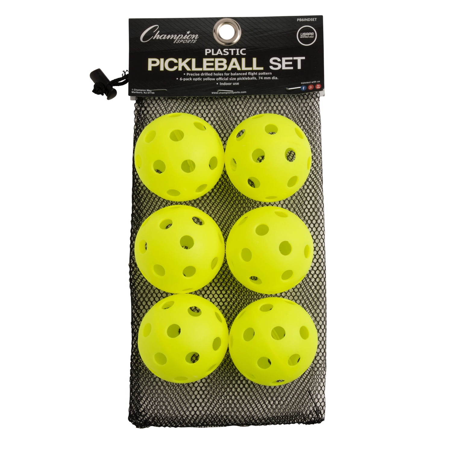 Champion Sports Recreational Indoor Pickleball Set 6 Per Set 2 Sets (CHSPB6INDSET-2)
