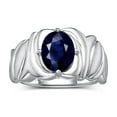 thumbnail image 1 of RYLOS Rings for Women 14K White Gold Ring Solitaire 9X7MM Oval Gemstone with Satin Finish Band September Sapphire Jewelry Size 7, 1 of 7