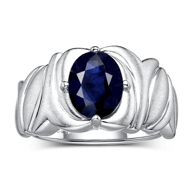 RYLOS Rings for Women 14K White Gold Ring Solitaire 9X7MM Oval Gemstone with Satin Finish Band September Sapphire Jewelry Size 7