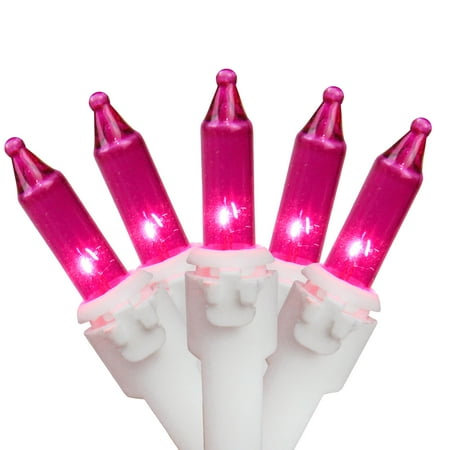 Wire Star - Brite Star 100 Mini String Lights Pink - 36' White Wire
