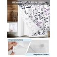 thumbnail image 5 of No Hook Shower Curtain with Snap-in Liner, Grey Purple Botanical Waterproof Fabric Bathroom Curtains, Watercolor Spring Floral Summer Leaf Bath Curtains & Mesh Top Window 60"x72", 5 of 9