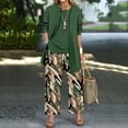 thumbnail image 5 of Textilo 3 Piece Travel Outfits for Women Open Front 3/4 Sleeve Cardigan Sleeveless Tank Tops Wide Leg Floral Pants Sets Wedding Guest Pant Suits,Dark Green M, 5 of 5