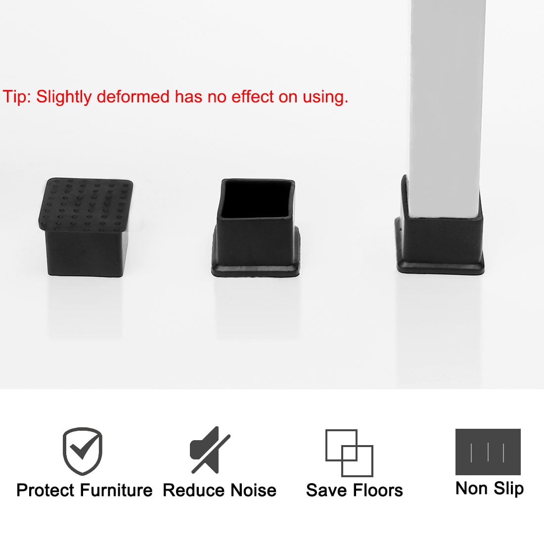 Unique Bargains Polyvinyl Chloride Table Leg Caps Protector 4 Pcs 1.97" x 1.97"