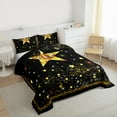 thumbnail image 3 of Manfei Movie Vip Full Size Comforter Sets,Gold Stras Bedding Comforter Set,Glitter Print Bedding Sets For Kids,Ultra Soft Home Decor Reversible,3-Piece, 3 of 8