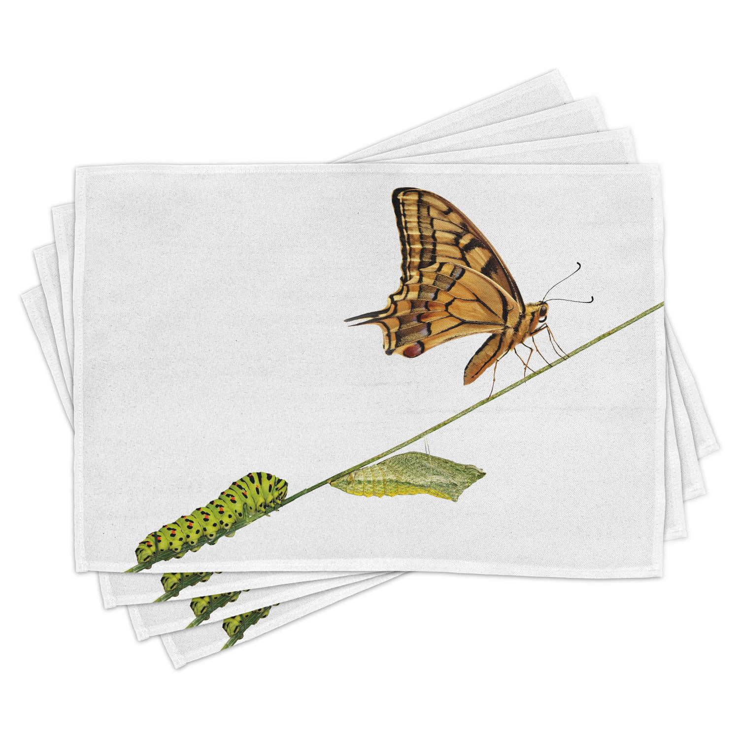 Butterfly Design Set of 4 Placemats Deluxe Vinyl Non-slip Ease Care