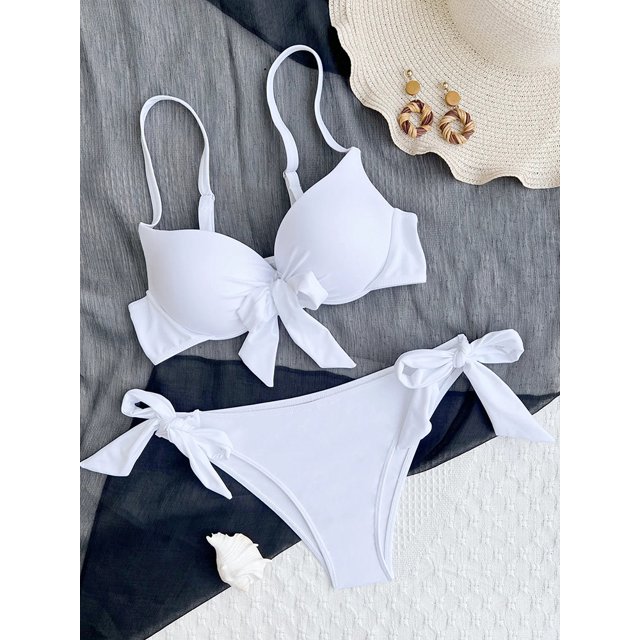 Conjunto de 2 piezas sin mangas para mujer, traje de baño Sexy con espalda descubierta y lazo, ropa de calle para Club, primavera y verano, 2024