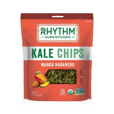 Rhythm Organic Kale Chips Mango Habanero.(4) -2 oz Bags.