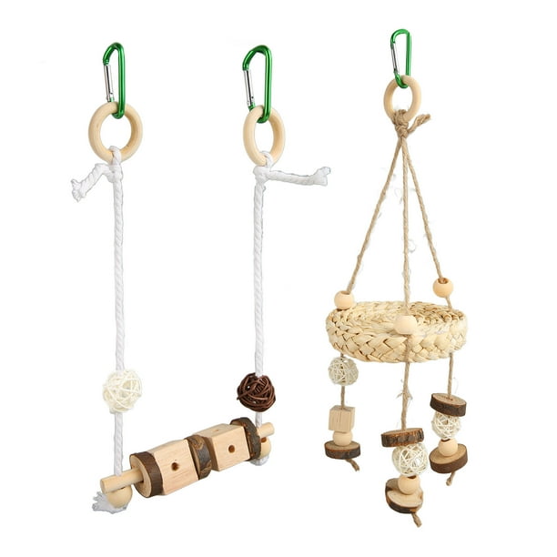 Swing Hanging Toy, Safe Easy To Install Bite Resistance Logs Funny Bird