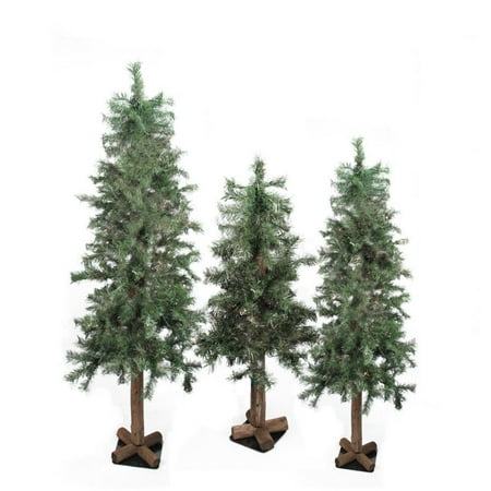 Set of 3 Woodland Alpine Artificial Christmas Trees 3' 4' and 5' -